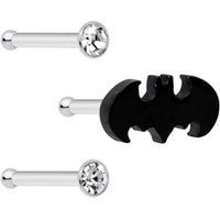 20G 1/4 Clear Gem Licensed DC Comics Batman Nose Bone Set of 3