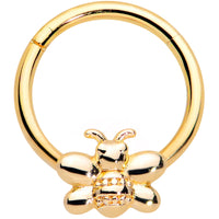 16G 3/8 Gold Tone Simple Stylish Bee Hinged Segment Ring