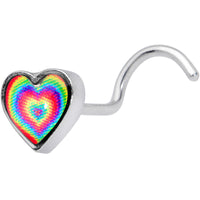 18G 1/4 Rainbow Tie Dye Heart Valentines Day Left Nose Screw