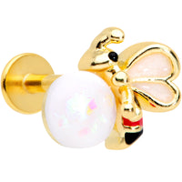 16G 5/16 White Faux Opal Gold Tone Insect Labret Monroe Tragus