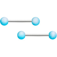 14G 9/16 Blue White Ombre Soft Finish Barbell Nipple Ring Set
