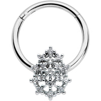 16G 3/8 Clear CZ Gem Nubbly Textured Drop Hinged Segment Ring