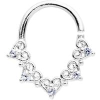 16G 5/16 Clear CZ Gem Heart Filigree Cartilage Closure Ring