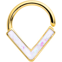 16G 5/16 White Faux Opal Gold Hue Chevron Cartilage Closure Ring