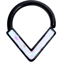 16G 5/16 White Faux Opal Black Chevron Cartilage Closure Ring