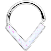 16G 5/16 White Faux Opal Chevron Cartilage Closure Ring