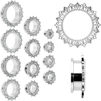 Clear Gem Floral Lotus Screw Fit Tunnel Plug Set