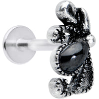 16G 5/16 Black Gem Abstract Bow Labret Monroe Tragus