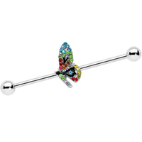 14G Blue Red Green Gem Glitz Dragonfly Industrial Barbell 38mm