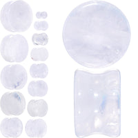 White Cloudy Quartz Double Flare Plug Set