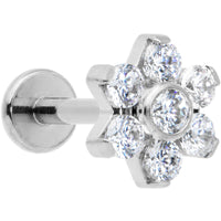 16G 5/16 Clear CZ Gem G23 Titanium Flower Labret Monroe Tragus
