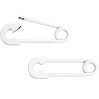 14G 3/4 White Matte Punk Rock Safety Pin Barbell Nipple Ring Set
