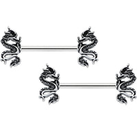 14G 9/16 Regal Medieval Dragon Barbell Nipple Ring Set
