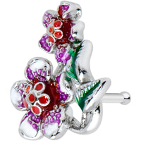 20G 1/4 Red Purple Flower in Flower Nose Bone