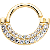 16G 5/16 Clear CZ Gem Gold Tone Double Drama Closure Ring