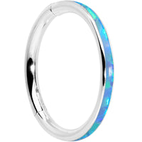16G 3/8 Blue Synthetic Opal Sleek Forward Facing Segment Ring