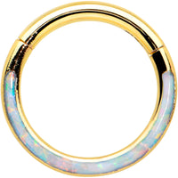 16G 5/16 Synth Opal Gold Tone Bottom Curve Hinged Segment Ring