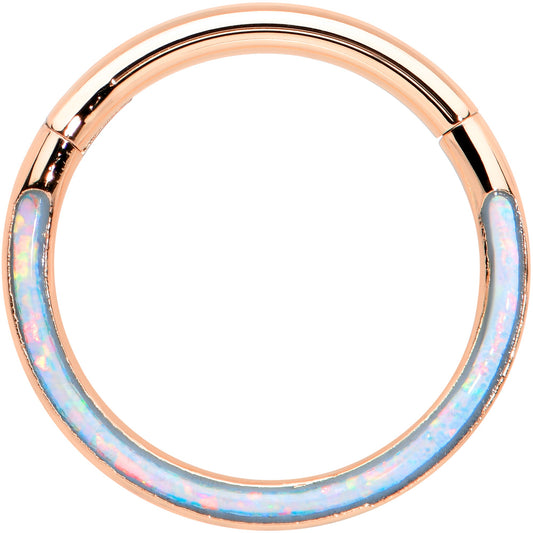 16G 3/8 Synth Opal Rose Gold Tone Bottom Curve Hinge Segment Ring