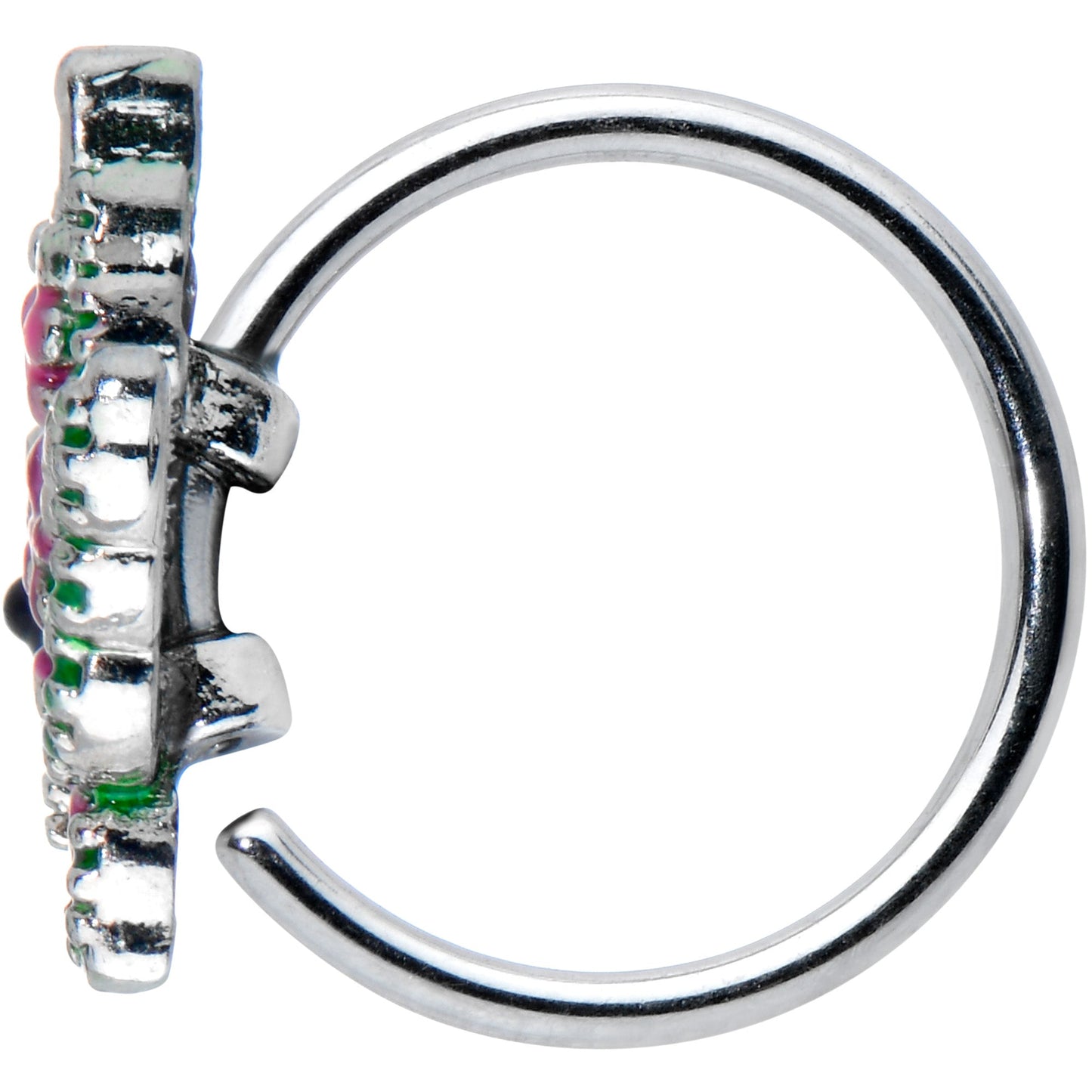 20G 5/16 Pink Gem Openwork Butterfly Wings Nose Hoop