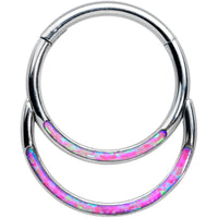 16G 3/8 Purple Synthetic Opal Double Row Hinged Segment Ring