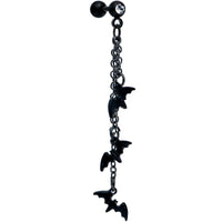 16G 1/4 Clear Gem Black Gone Batty Halloween Dangle Cartilage