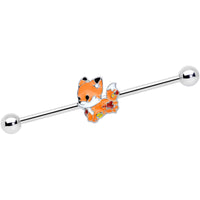 14G Cute Fall Fox Industrial Barbell 38mm