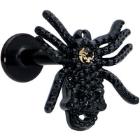 16G 5/16 Yellow Gem Black Spider Halloween Labret Monroe Tragus