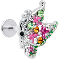 16G 5/16 Green Orange Gem Texture Butterfly Labret Monroe Tragus