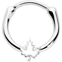 16G 3/8 Autumn White Maple Leaf Cartilage Clicker Ring