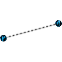 14G Matte Blue Zebra Stripe Industrial Barbell 38mm