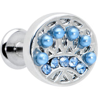 16G 1/4 Blue Gem Geometric Blues Pattern Labret Monroe Tragus
