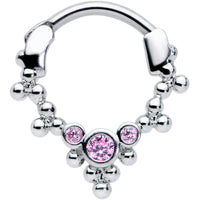 16G 5/16 Pink CZ Gem Princess Cartilage Clicker