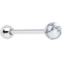 White Howlite Stone Top End Barbell Tongue Ring