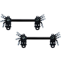 14G 1/2 Clear Gem Black Skull Spider Halloween Nipple Ring Set