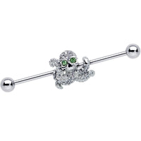 14G Clear Green Gem Sunglasses Octopus Industrial Barbell 38mm