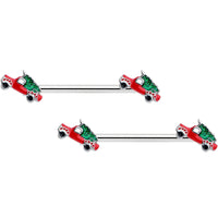 14G 9/16 Christmas Tree in a Truck Barbell Nipple Ring Set
