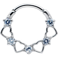 16G 3/8 Clear CZ Gem Open Heart Valentines Cartilage Clicker