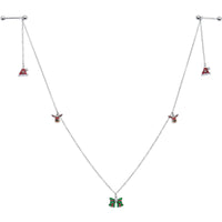 14G 9/16 White Orb Santa Hat Christmas Barbell Nipple Chain Set