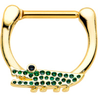 16G 5/16 Gold Tone Green Hungry Alligator Cartilage Clicker