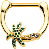 16G 5/16 Clear Gem Gold Tone Retro Palm Tree Cartilage Clicker