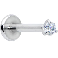 16G 5/16 Clear Gem 2mm Internally Threaded Labret Monroe Tragus