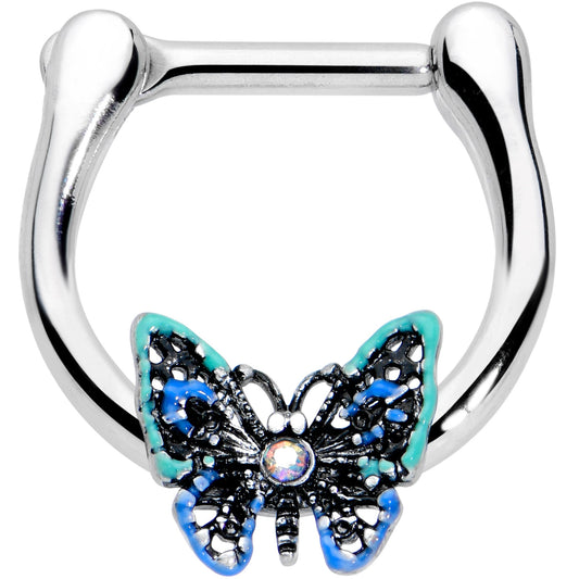 16G 5/16 Aurora Gem Colorful Butterfly Glam Cartilage Clicker