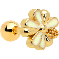 16G 1/4 Gold Tone White Texture Daisy Flower Cartilage Tragus