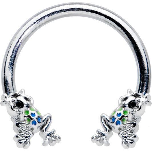 16G 3/8 Black Gem Polka Dot Frogs Horseshoe Circular Barbell
