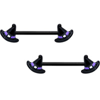 14G 5/8 Black Purple Band Witch Hat Halloween Nipple Ring Set