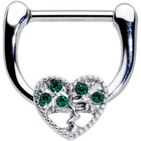 16G 5/16 Green Gem Heart Tree Valentine Cartilage Clicker