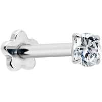 16G 5/16 Clear CZ G23 Titanium Threadless Flower Labret Tragus