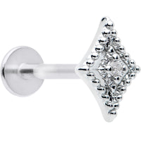 16G 5/16 Clear Gem Deco Textured Rhombus Labret Monroe Tragus
