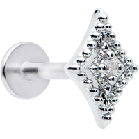 16G 1/4 Clear Gem Deco Textured Rhombus Labret Monroe Tragus