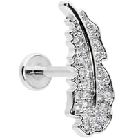 16G 5/16 Clear CZ Gem Feather Internally Threaded Labret Tragus